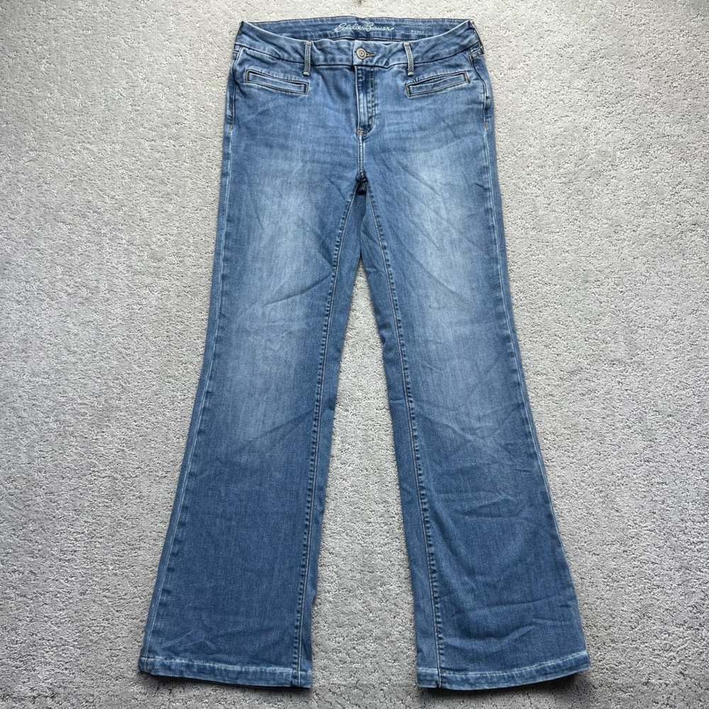 Eddie Bauer Jeans Womens Size 12 Blue Slightly Curvy Flare Leg Denim Stretch